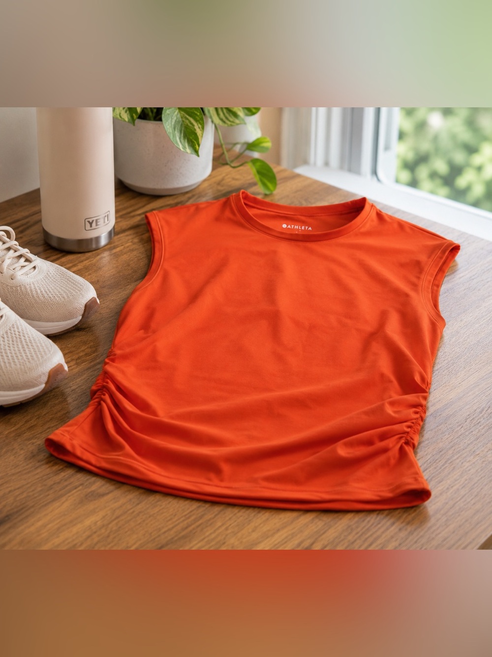 Athleta Orange Ruched Side Athletic Top | Women’s Small